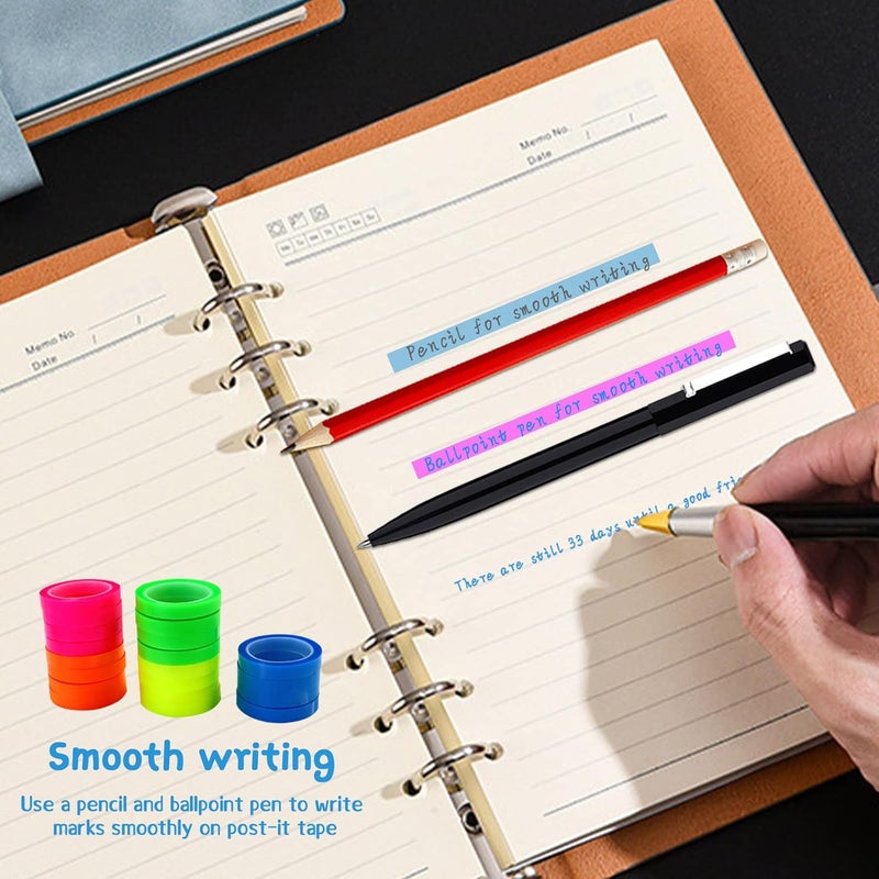 Modixun 20 Rolls Transparent Writable Highlighter Tape, Removable Sticky Notes, 5 Bright Colors Book Tabs, 0.24in16.4ft - Image 5